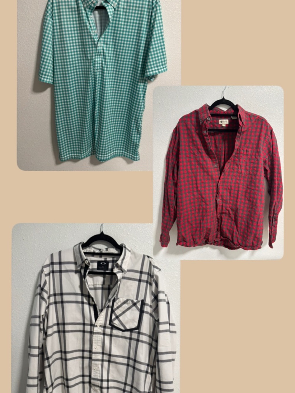 Oakley Multicolor Casual Button Down Shirts - Teal, Red, White/Black Plaid